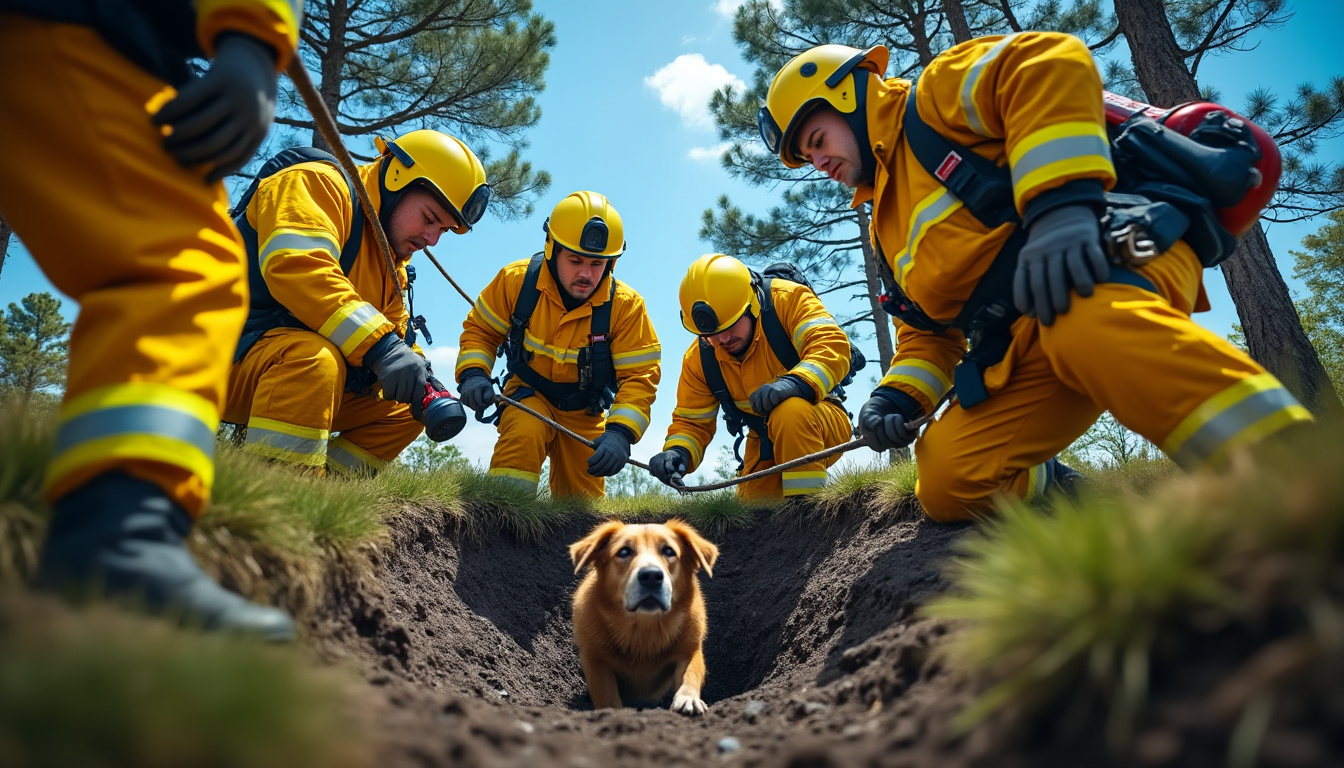découvrez l’intervention courageuse des pompiers de gavray qui ont sauvé un chien tombé dans une fosse septique. un récit émouvant d’un sauvetage héroïque et réussi.