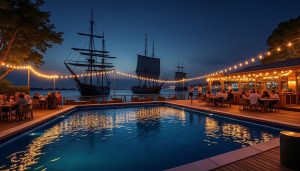 participez à une soirée estivale inoubliable au transat café l'or au havre : ambiance conviviale et plongée nocturne sous les voiles des navires. profitez de l'été en musique entre mer et lumière !