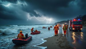 la tempête benjamin a provoqué 47 interventions des pompiers dans la manche et le calvados, mobilisant les secours face à d'importants dégâts causés par le vent et les intempéries.
