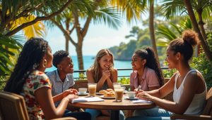 des élèves de martinique et de normandie se réunissent lors d'une dictée exceptionnelle autour d'un café l'or, partageant un moment interculturel et convivial au-delà des frontières régionales.