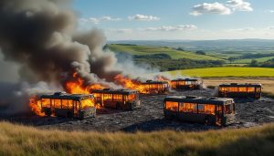 un incendie spectaculaire en normandie a détruit neuf bus en seulement 48 heures, sans faire de blessés. découvrez les détails et les réactions suite à cet incident impressionnant.