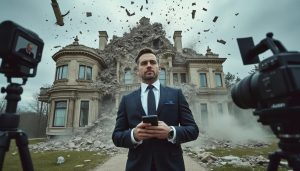 un entrepreneur controversé diffuse en direct la destruction de son manoir sur youtube, annonçant que ses anciens associés ne récupèreront que des ruines. découvrez les détails de cet acte spectaculaire.