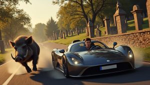un jeune conducteur évite de justesse une laie surgissant sur la route, mais finit sa course contre le mur du cimetière. découvrez les détails de cet incident insolite.