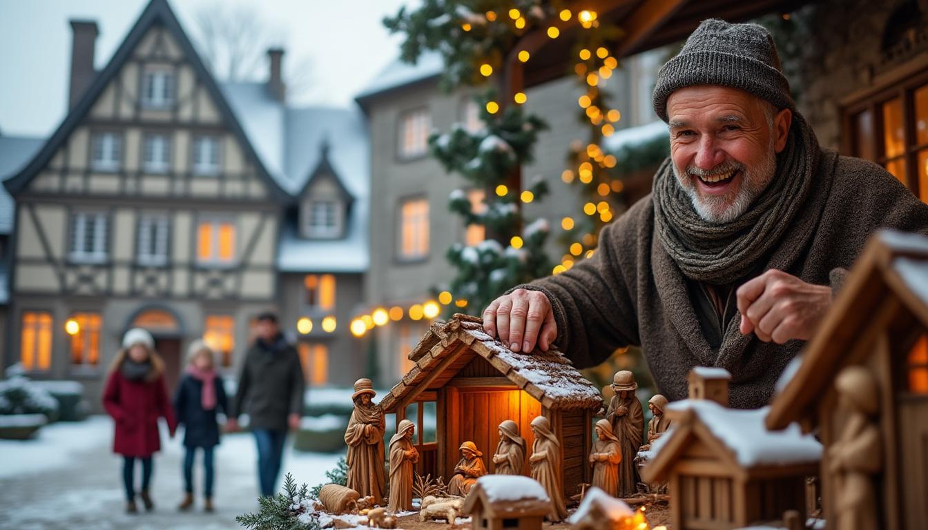 à rouen, un ancien sans-abri reconstruit des liens familiaux grâce à la crèche de noël qu'il érige chaque année, un acte de solidarité et d'espoir.