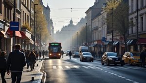 caen paralysée ce lundi matin en raison d'une grève sncf et d'affrontements entre manifestants et crs, provoquant le blocage d'une rue principale.