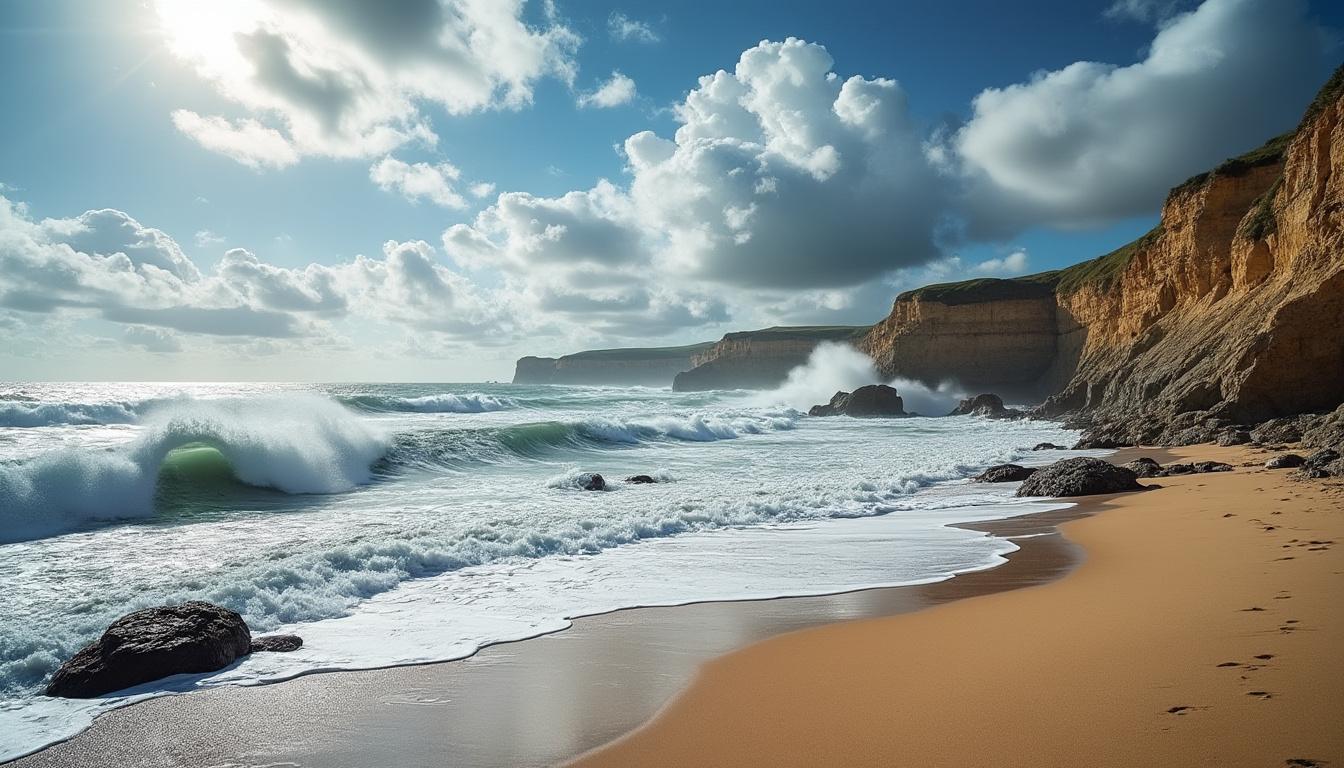 découvrez les conditions météo en normandie le mardi 9 décembre : des rafales de vent apportent un souffle marin vivifiant sur les côtes, affectant le climat local et les activités en bord de mer.