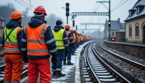 en normandie, les cheminots se mobilisent en grève intersyndicale le lundi 15 décembre pour protester contre la concurrence des trains, revendiquant la protection de leurs emplois et la qualité du service public ferroviaire.