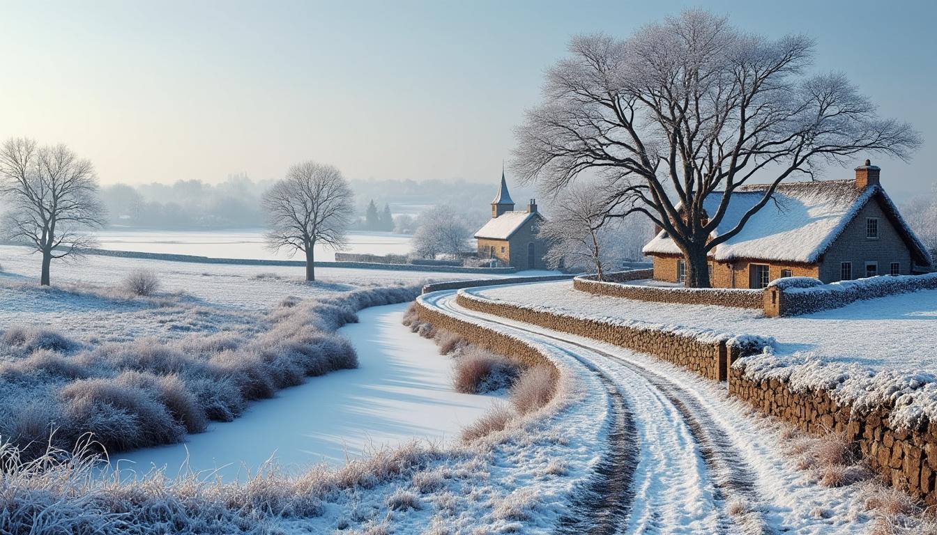 découvrez la beauté hivernale de la normandie à travers des images saisissantes d'un paysage enneigé et verglacé, digne d'une carte postale.