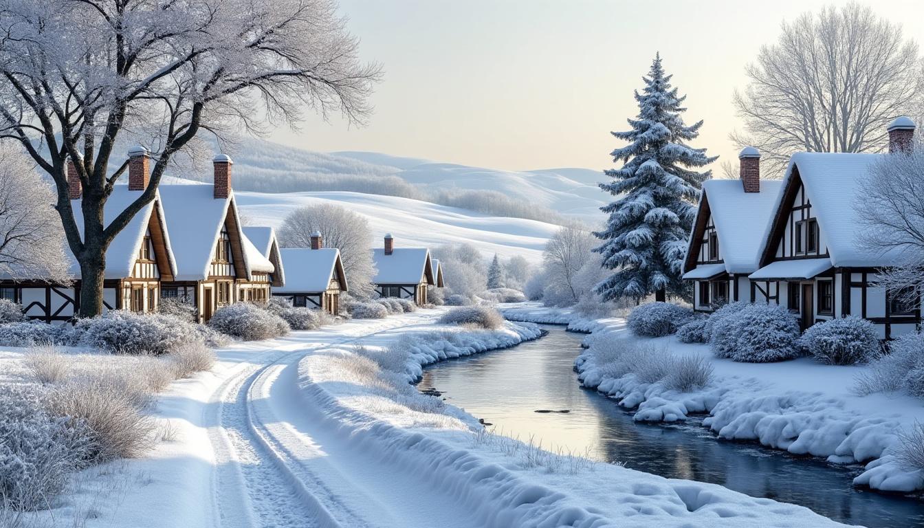 découvrez la normandie sous un manteau blanc, avec ses paysages enneigés et verglacés dignes d'une carte postale hivernale.