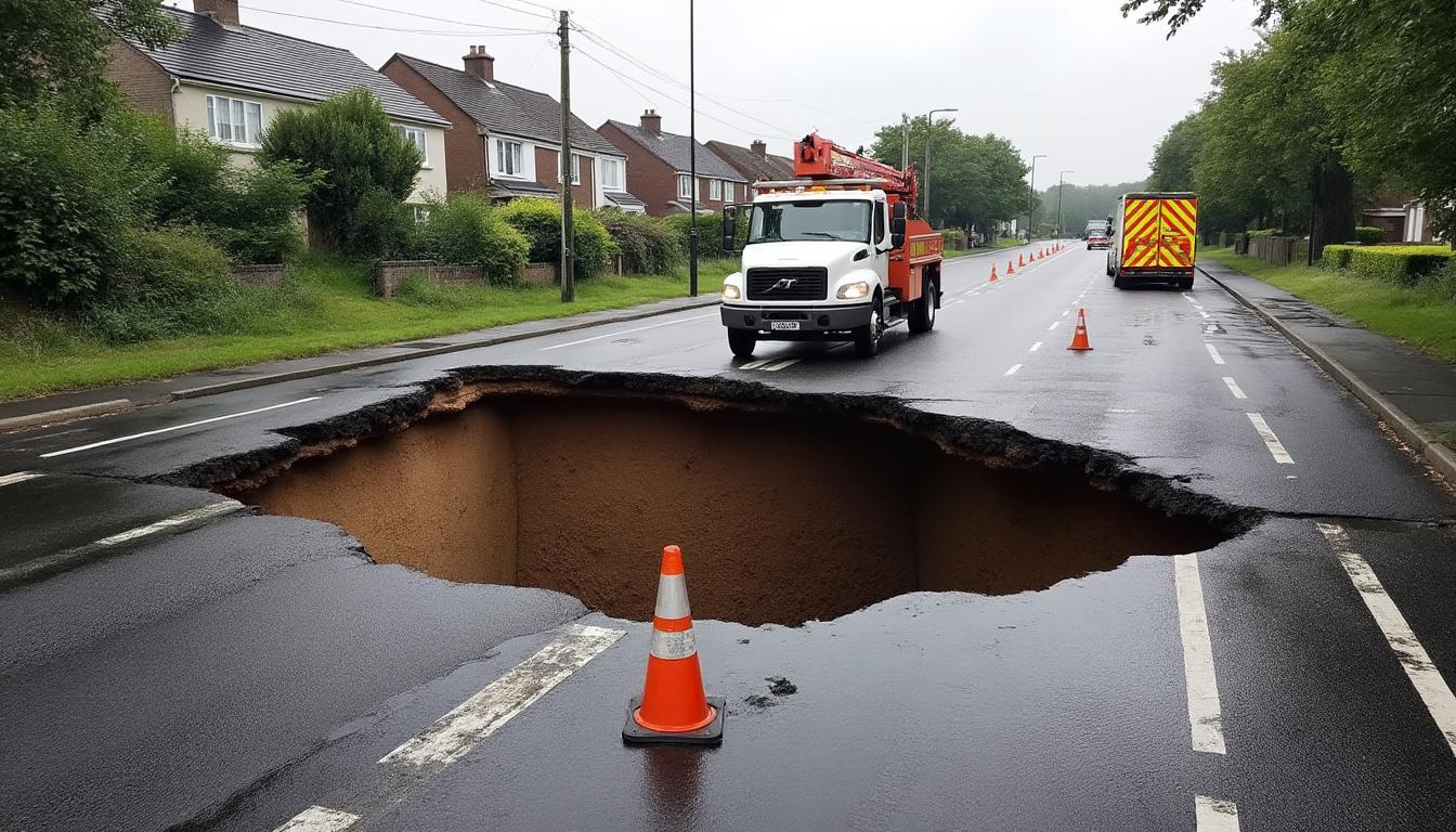 incident spectaculaire à douvres-la-délivrande près de caen : un véhicule à nacelle a été englouti par la chaussée. découvrez les détails de cet événement et ses conséquences.