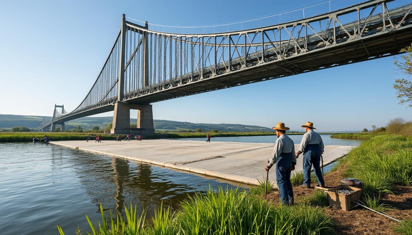 les agriculteurs de seine-maritime bloquent le pont de normandie avec un barrage filtrant pour faire entendre leurs revendications et attirer l'attention sur leurs préoccupations.