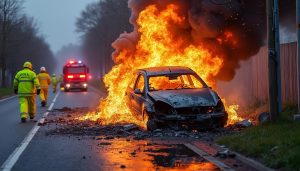 à rouen, un automobiliste perd la vie dans un incendie de voiture suite à une collision tragique avec un coffret de gaz. découvrez les circonstances de cet accident.