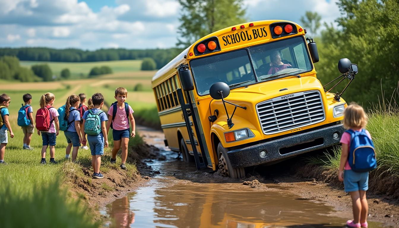 un bus scolaire a dérapé dans un fossé dans l'eure. heureusement, les enfants à bord sont sortis choqués mais indemnes. découvrez les détails de cet incident.