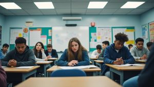 découvrez comment un assistant linguistique impose l'anglais en classe, tandis qu'en français, la moitié des élèves décrocherait selon certaines observations.