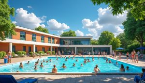 face à la canicule à condé-en-normandie, les écoles sont fermées et l'accès à la piscine municipale est gratuit pour permettre à tous de se rafraîchir en toute sécurité.