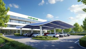 le crédit agricole normandie investit 2,3 millions d'euros dans des ombrières photovoltaïques innovantes pour son siège, renforçant son engagement en faveur des énergies renouvelables et du développement durable.
