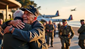 célébrez le 80e anniversaire du débarquement en normandie avec le retour émouvant des vétérans américains à deauville, avant leur départ en avion, un moment chargé d'histoire et d'émotion.