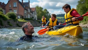 des kayakistes courageux interviennent pour sauver un homme handicapé de 59 ans tombé dans la seine à elbeuf, témoignant d'un acte héroïque et d'une solidarité remarquable.