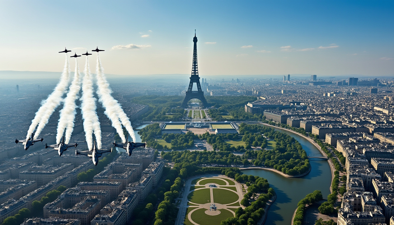 découvrez l'envolée spectaculaire au-dessus de paris en juillet, depuis la base aérienne 105 d’évreux, un événement aérien exceptionnel à ne pas manquer.