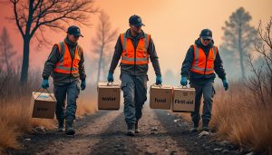 trois bénévoles de vire normandie acheminent des dons essentiels pour soutenir les victimes des incendies en gironde, apportant aide et solidarité sur le terrain.